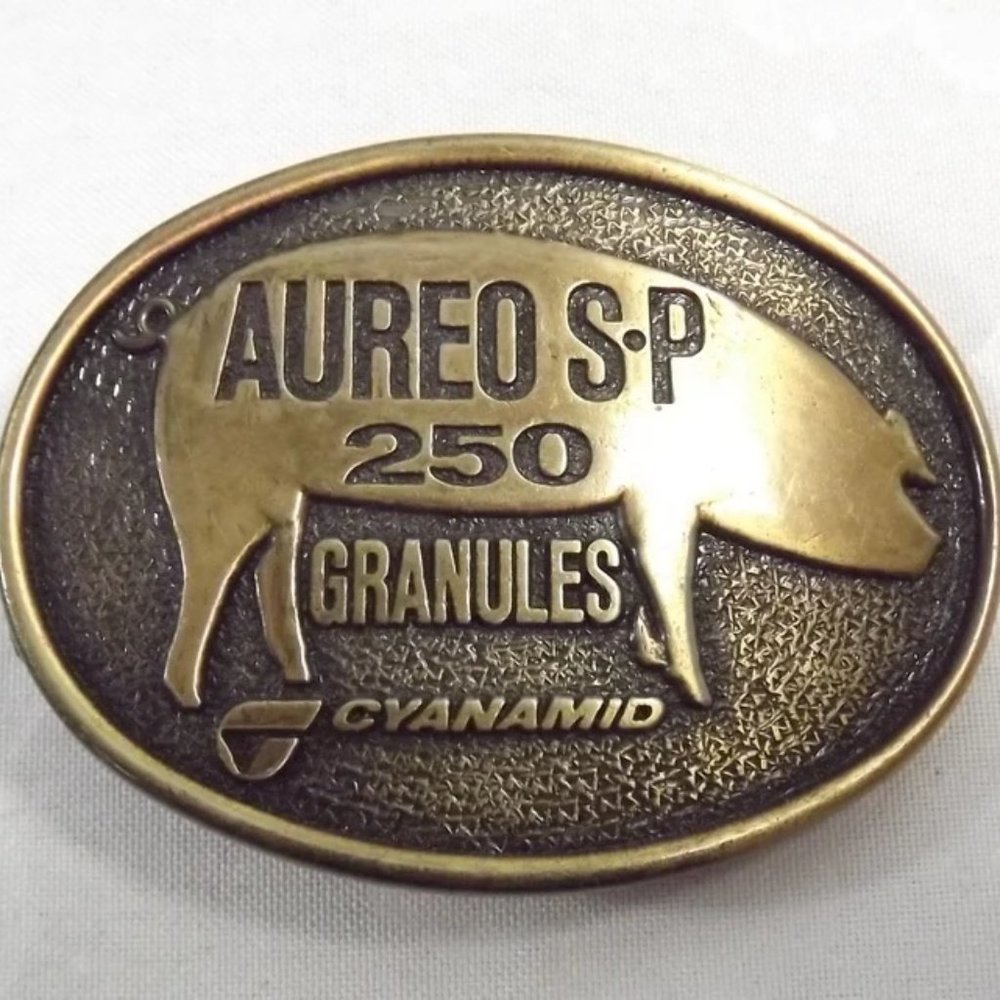 Vintage Aureo S-P 250 Farming Business Advertising Belt Buckle